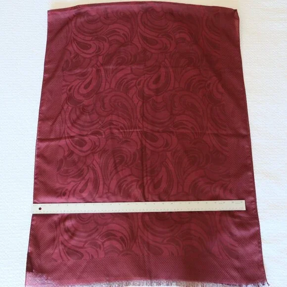 MISSONI Silk Wool Maroon Large Fringed Scarf - Picture 8 of 8